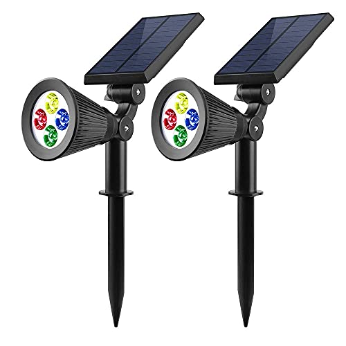 2 Pack Colored Solar Spotlights with Sensor