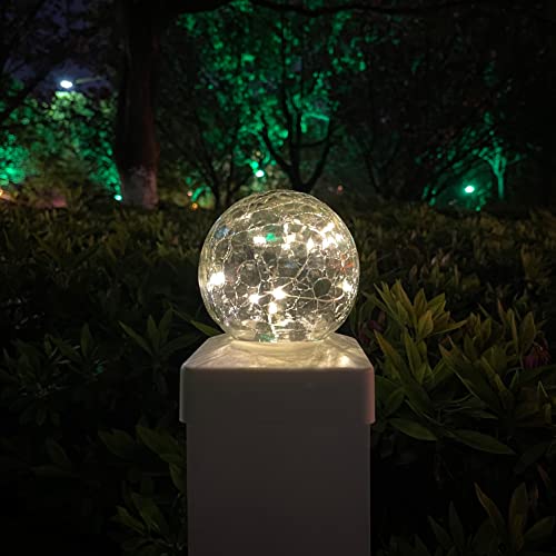 Solar Crackle Ball Post Cap Lights - 2 Pack