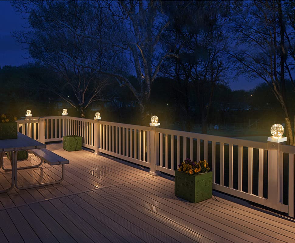 Solar Crackle Ball Post Cap Lights - 2 Pack