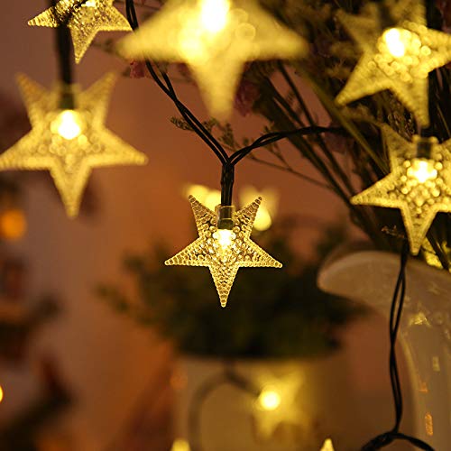 50 LED Solar Star String Lights - Warm White