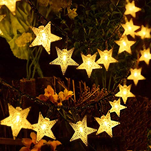 50 LED Solar Star String Lights - Warm White