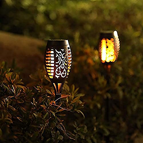 Solar Lights Garden Torch Lights 4 Pack, IP65 Waterproof Flickering Flame Solar Dancing Flame Landscape Decoration Lighting Dusk to Dawn Outdoor Pathway Light for Garden Patio Decor Driveway