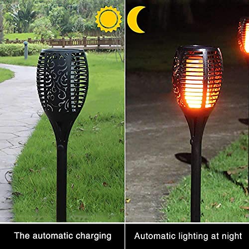 Solar Lights Garden Torch Lights 4 Pack, IP65 Waterproof Flickering Flame Solar Dancing Flame Landscape Decoration Lighting Dusk to Dawn Outdoor Pathway Light for Garden Patio Decor Driveway
