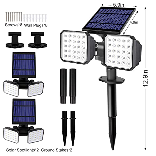 2-Pack Solar Spotlights: Wall & Ground Use