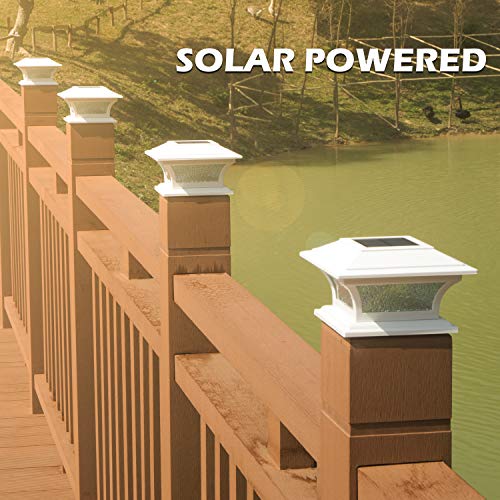 Siedinlar Solar Post Lights Garden Lights Glass 2 Modes LED Light Waterproof Decorations for 4x4 5x5 6x6 Inch Posts Fence Cap Garden Deck Patio Black (2 Pack)