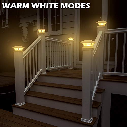 Siedinlar Solar Post Lights Garden Lights Glass 2 Modes LED Light Waterproof Decorations for 4x4 5x5 6x6 Inch Posts Fence Cap Garden Deck Patio Black (2 Pack)