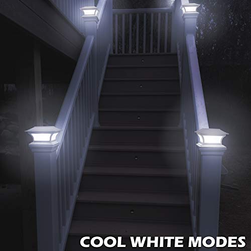 Siedinlar Solar Post Lights Garden Lights Glass 2 Modes LED Light Waterproof Decorations for 4x4 5x5 6x6 Inch Posts Fence Cap Garden Deck Patio Black (2 Pack)