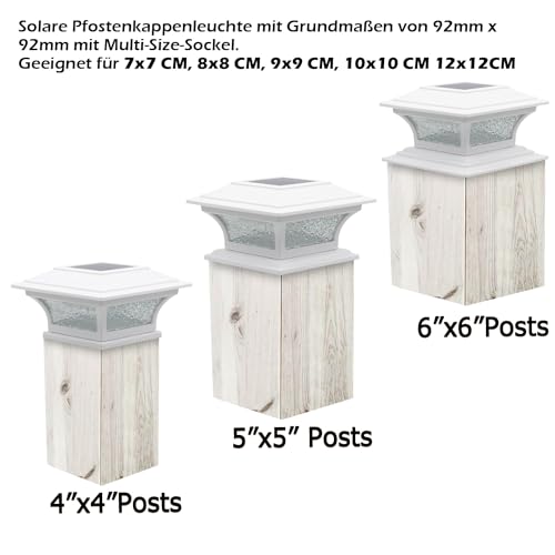 Siedinlar Solar Post Lights Garden Lights Glass 2 Modes LED Light Waterproof Decorations for 4x4 5x5 6x6 Inch Posts Fence Cap Garden Deck Patio Black (2 Pack)