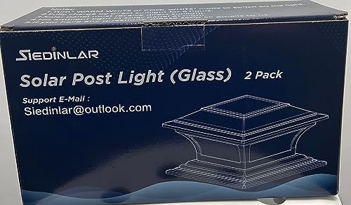 Siedinlar Solar Post Lights Garden Lights Glass 2 Modes LED Light Waterproof Decorations for 4x4 5x5 6x6 Inch Posts Fence Cap Garden Deck Patio Black (2 Pack)
