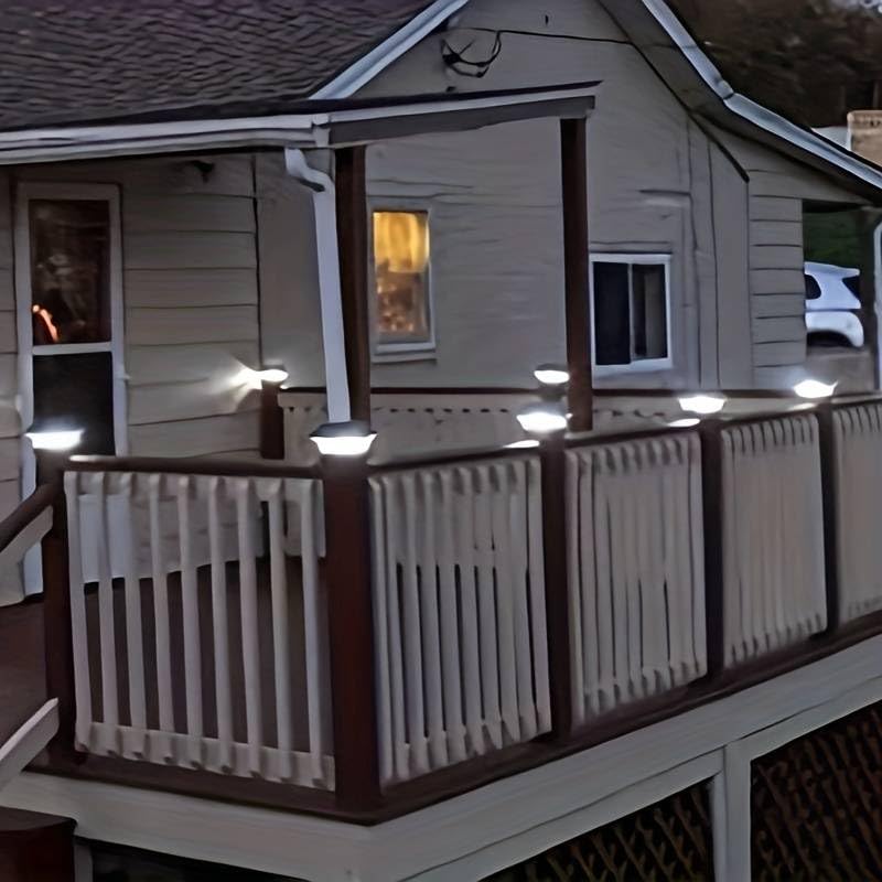 Rheme Solar 4 Pack Post Lights Outdoor Glass LED Fence Cap Light 2 Modes for 4x4 5x5 6x6 Posts Deck Patio Garden Decoration