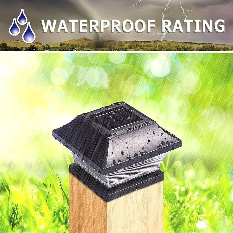Rheme Solar 4 Pack Post Lights Outdoor Glass LED Fence Cap Light 2 Modes for 4x4 5x5 6x6 Posts Deck Patio Garden Decoration