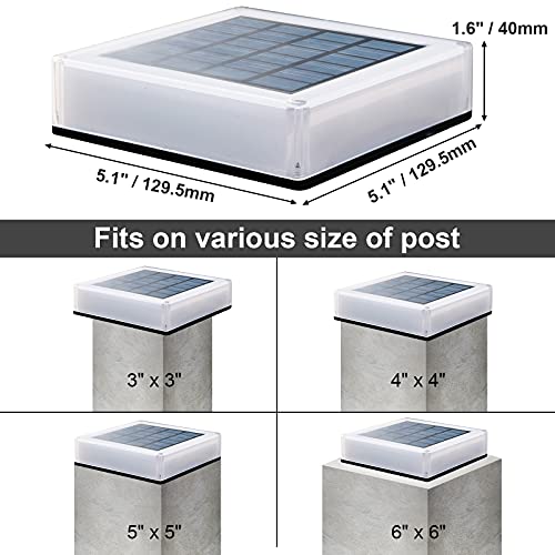 ILIKEPOW 2pcs Solar Lights Outdoor for Posts, Deck, Fence, Patio, Garden Post Cap Lamp Waterproof Lighting Colour Temperature Adjustable 3000K, 4000K, 6000K