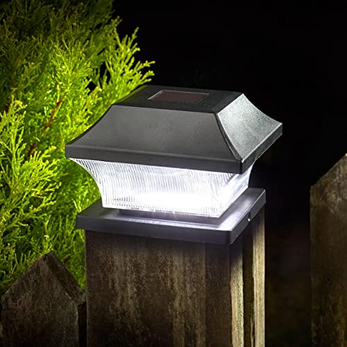 Rheme Solar 4 Pack Post Lights Outdoor Glass LED Fence Cap Light 2 Modes for 4x4 5x5 6x6 Posts Deck Patio Garden Decoration