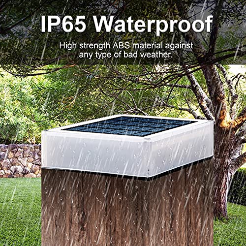 ILIKEPOW 2pcs Solar Lights Outdoor for Posts, Deck, Fence, Patio, Garden Post Cap Lamp Waterproof Lighting Colour Temperature Adjustable 3000K, 4000K, 6000K
