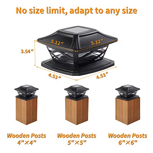 TWINSLUXES Solar Post Lights Outdoor 2 Modes Waterproof LED Solar Fence Cap Light for 4x4 5x5 and 6x6 Post in Patio,Deck Walkway and Garden Decoration.(6PACK)