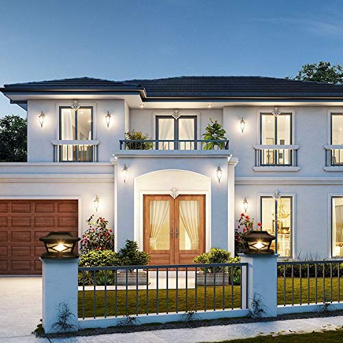 TWINSLUXES Solar Post Lights Outdoor 2 Modes Waterproof LED Solar Fence Cap Light for 4x4 5x5 and 6x6 Post in Patio,Deck Walkway and Garden Decoration.(6PACK)