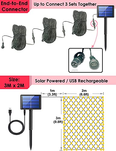 Outdoor Solar Fairy Net Lights, 204 LEDs