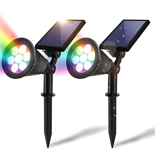 2-Pack Multicolor Solar Spotlights for Garden