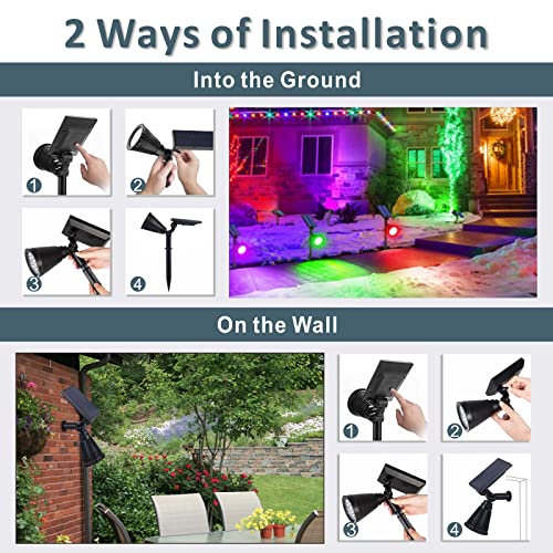 2-Pack Multicolor Solar Spotlights for Garden