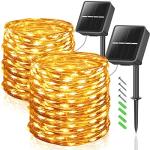 Solar LED String Lights, 2 Pack, 200 LEDs, Warm White