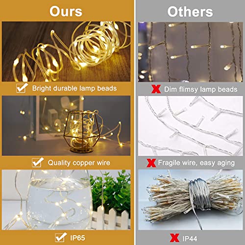 300 LED Solar Curtain Fairy Lights - Warm White