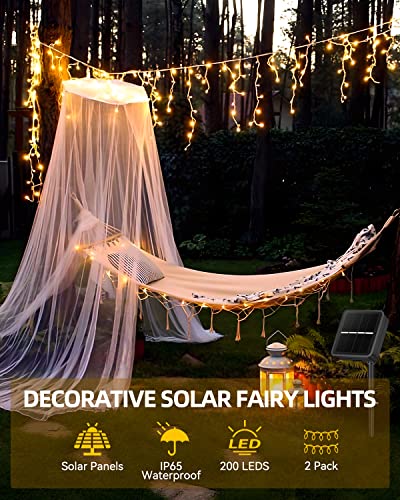 200 LED Waterproof Solar String Lights, Warm White