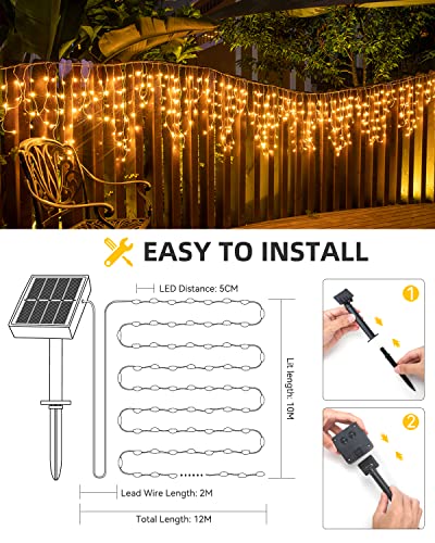 200 LED Waterproof Solar String Lights, Warm White