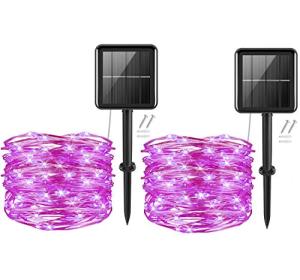 Pink Solar String Lights – 50 LEDs, 16ft, 2 Pack