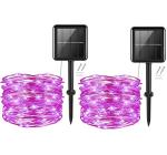 Pink Solar String Lights – 50 LEDs, 16ft, 2 Pack