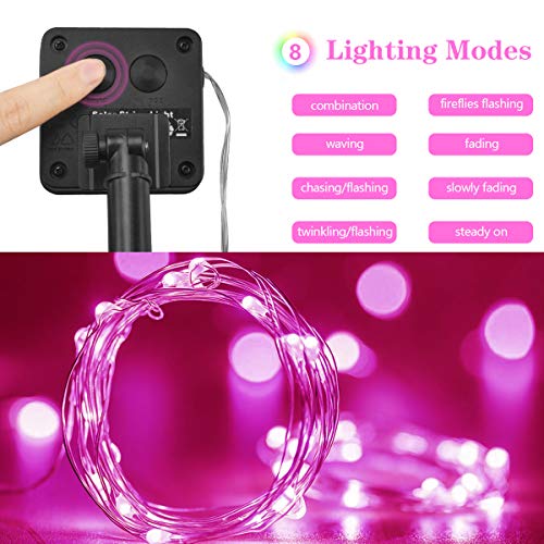 50LED Pink Solar String Lights for Outdoor Decor