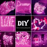 Pink Solar String Lights – 50 LEDs, 16ft, 2 Pack