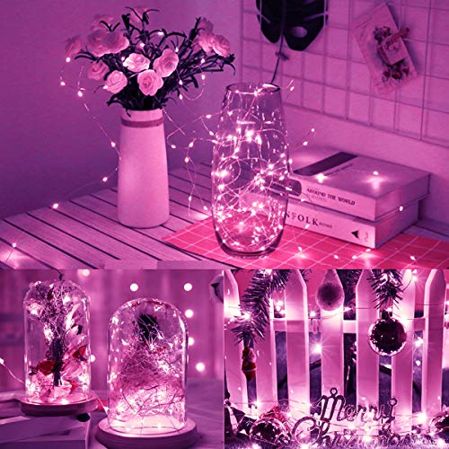 50LED Pink Solar String Lights for Outdoor Decor