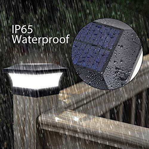 Solar LED Post Lights Waterproof Garden Outdoor Post Cap Lamp for 4x4 Wooden Posts, Deck, Fence, Daylight White 6000K 2pcs