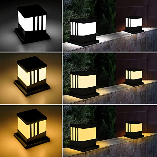 NATPOW Solar Post Lights Solar Lights Outdoor Garden Post Cap Lamp with 3 Modes LED Light Waterproof for Wooden Posts, Park Squares, Courtyards, Corridors, Fence, Gardens 4 Packs(Black)