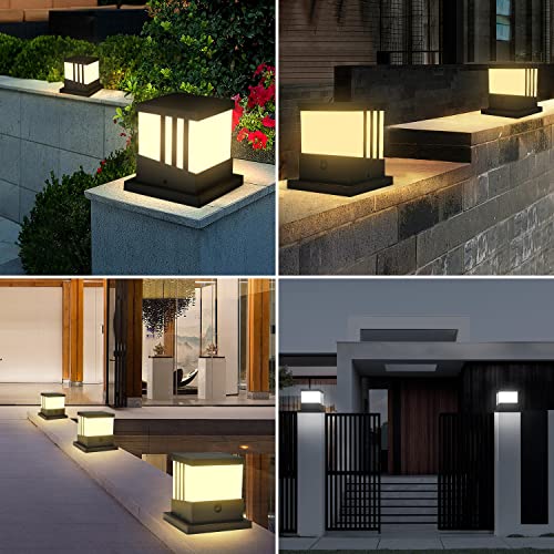 NATPOW Solar Post Lights Solar Lights Outdoor Garden Post Cap Lamp with 3 Modes LED Light Waterproof for Wooden Posts, Park Squares, Courtyards, Corridors, Fence, Gardens 4 Packs(Black)