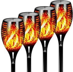 FLOWood Solar Garden Lights: 4 Pack 96LED Torch
