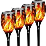 4 Pack Large Solar Torch Lights with Flickering Flames