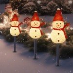 3 LED Snowman Solar Garden Pathway Lights