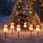 3 LED Snowman Solar Garden Pathway Lights