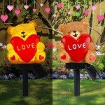 Valentine's Solar Bear with Heart Garden Lights