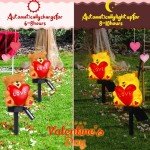 Valentine's Solar Bear with Heart Garden Lights
