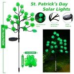 2 Pack Solar Shamrock Stake Lights for Gardens