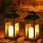 Black Solar Lanterns for Outdoor Gardens - 2 Pack