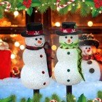 Set of 3 Solar Snowman Garden Lights