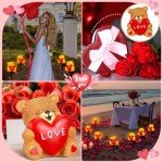 Valentine's Solar Bear with Heart Garden Lights