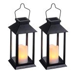 Black Solar Lanterns for Outdoor Gardens - 2 Pack