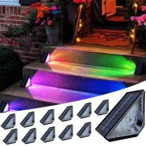 GEEKHOM 12 Pack Solar LED Stair Lights