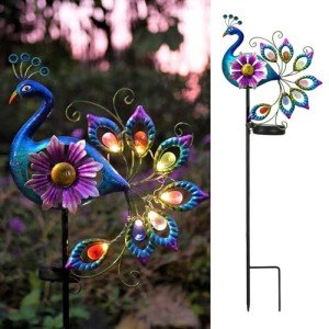 Waterproof Solar Peacock Statue Garden Lights