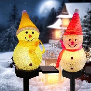 Solar LED Snowman Garden Stake Lights - 2PCS