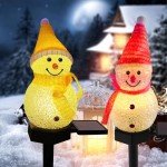 Solar LED Snowman Garden Stake Lights - 2PCS